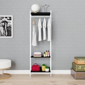 Estante Closet Arara 187x60cm 3 Prateleiras Active Yescasa Preto Ônix / Est.Branca