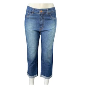 Calça Mom Barra Virada Plus Size Azul - 00056