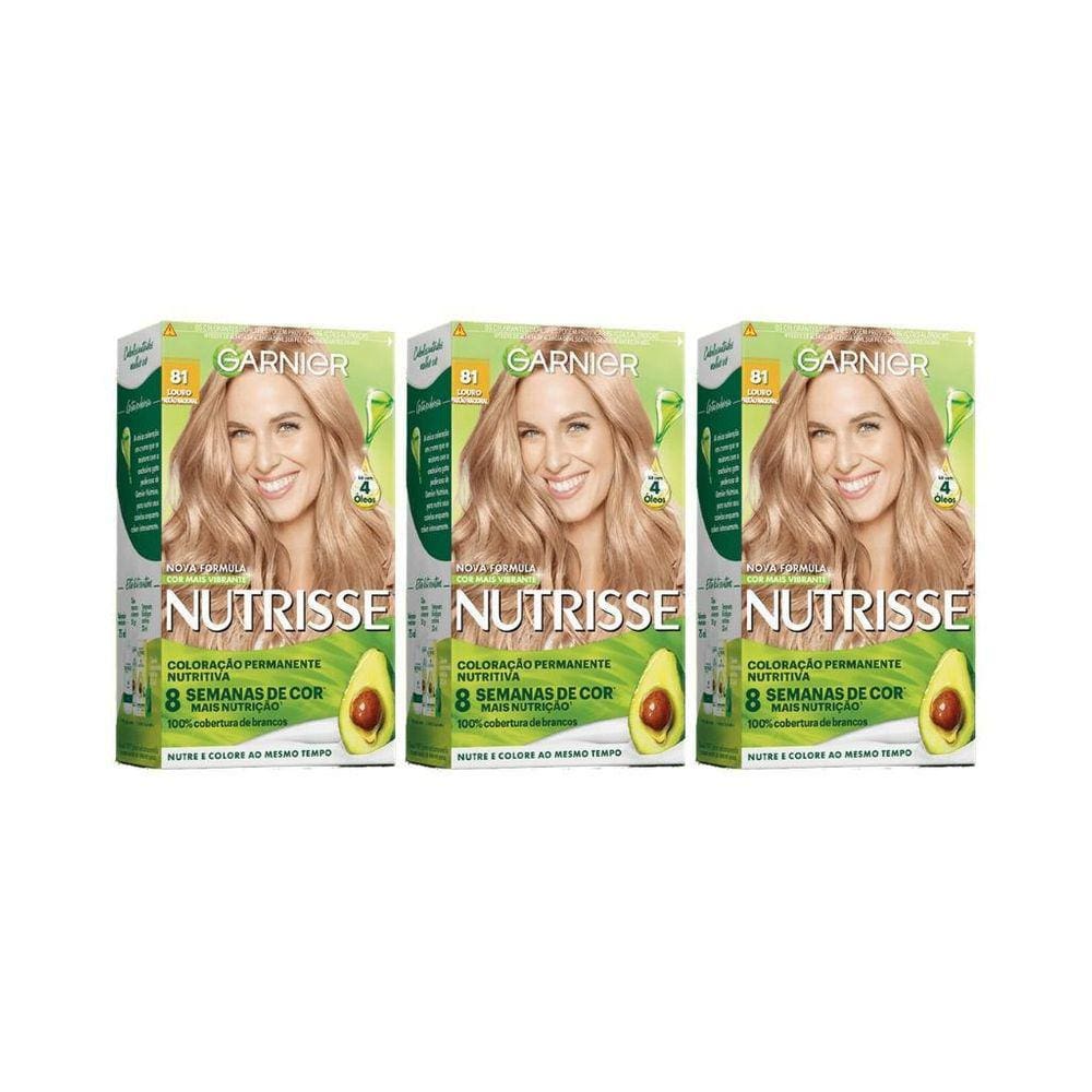 Coloraçao Nutrisse 81 Louro Claro Acinzentado-Kit C/3Un