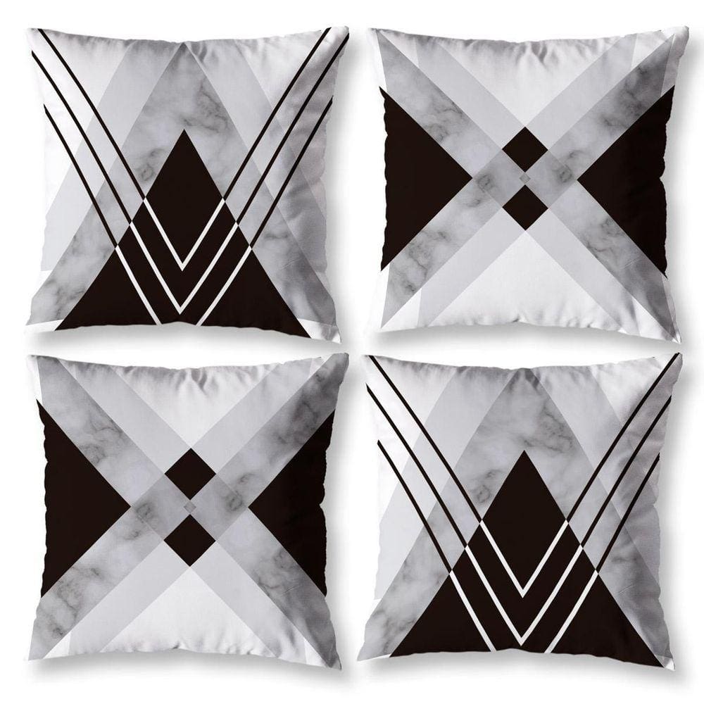 Kit 4 Capas De Almofada Sala 40Cm X 40Cm Estampadas Marmore