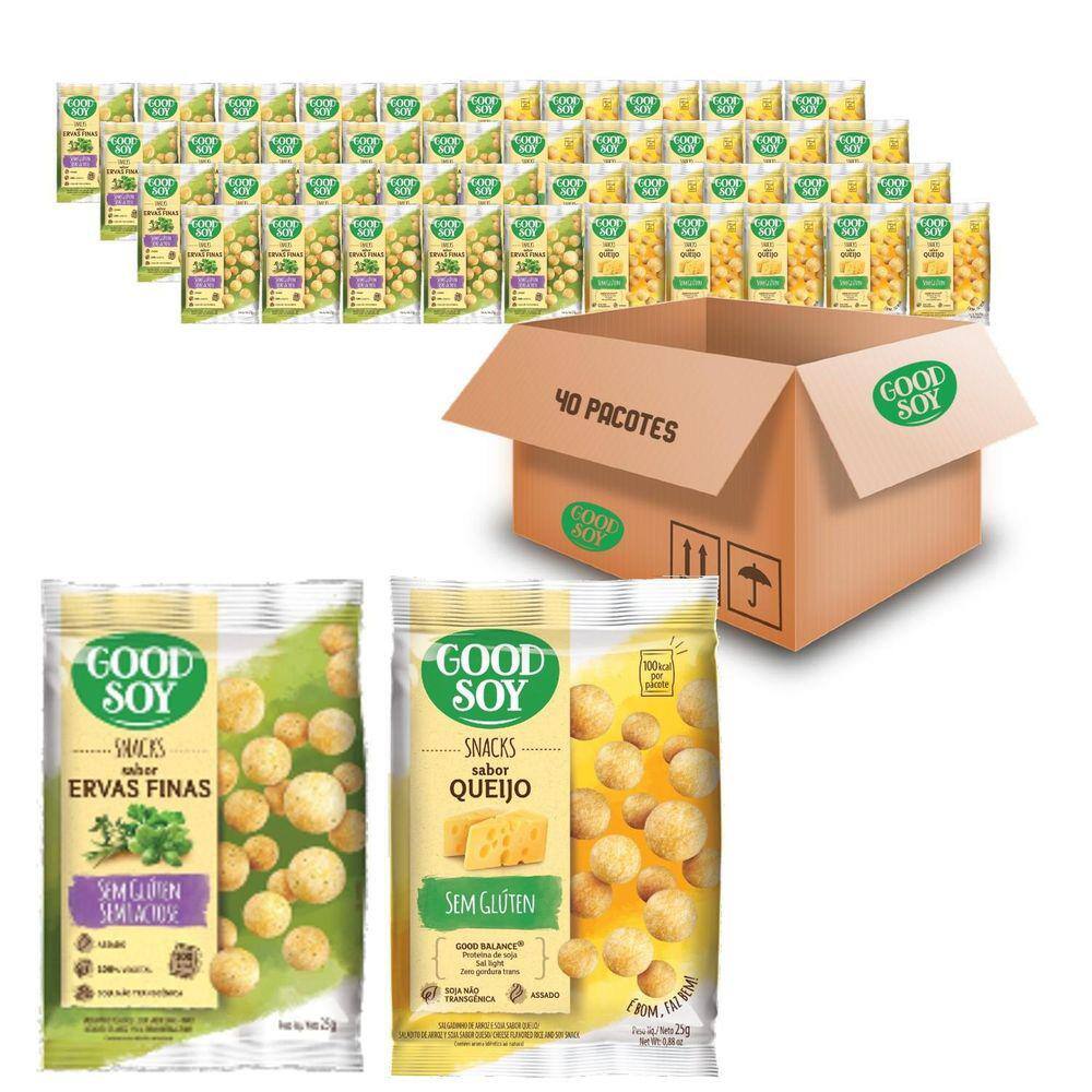 Kit 40 Snacks Goodsoy Ervas Finas 20X Queijo 20X 25G
