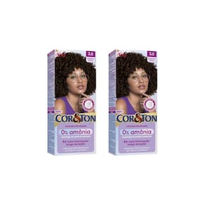 Coloraçao Cor&Ton Sem Amonia 3.0 Castanho Escuro-Kit C/2Un