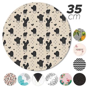 Sousplat Avulso Base De Mdf 35Cm Completo Estampado Cactos