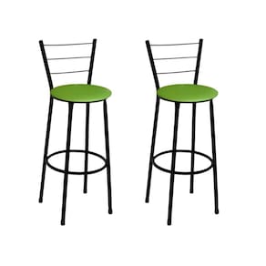 Kit 2 Banquetas Altas Preta com Encosto Assento Verde
