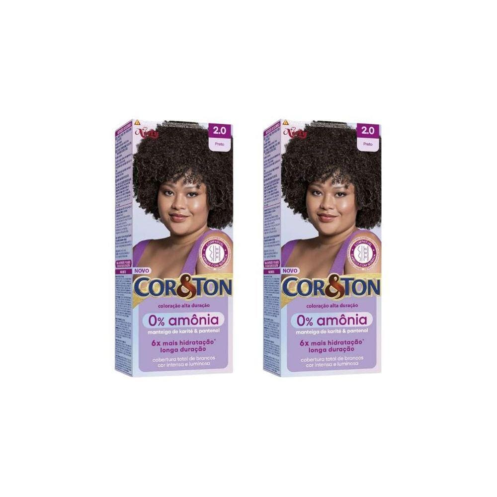 Coloraçao Cor&Ton Sem Amonia 2.0 Preto-Kit C/2Un