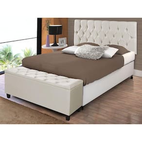 Kit Calçadeira Baú e Cabeceira Queen Paris 160cm Areia