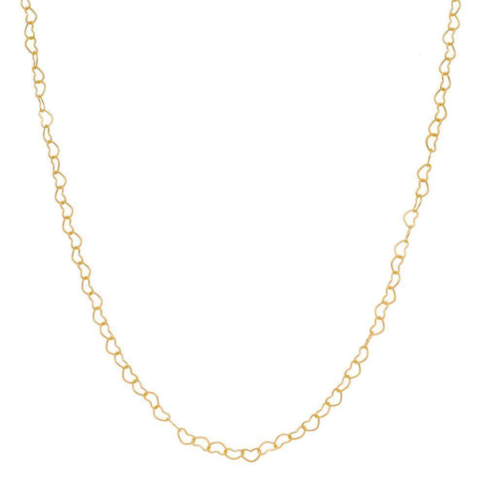 Gargantilha Choker Coração 3mm Vazado Folheado a Ouro 18K