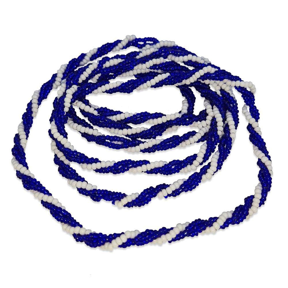 Guia Brajá 3 Fios Trançado Azul Escuro Branco 60 cm Umbanda