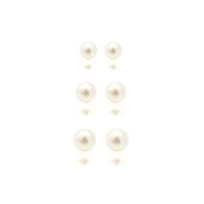 Trio Brinco Pérola 4mm, 6mm e 8mm Folheado a Ouro 18K