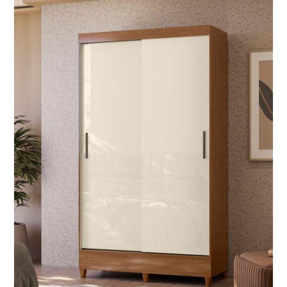 Guarda Roupa 1,06 m 2 Portas Correr com Pés Santos Andira Fit Jequitiba / Off White