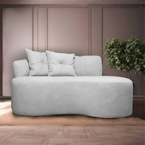 Sofá Curvo Orgânico Plaza 2 Pessoas 145cm Bouclê Cinza SOFA STORE