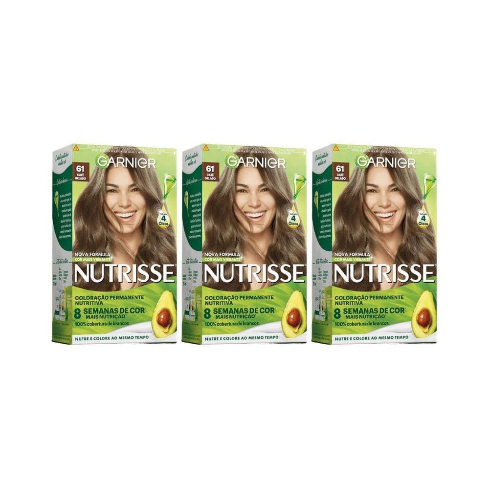 Coloraçao Nutrisse 61 Louro Cinza Escuro-Kit C/3Un