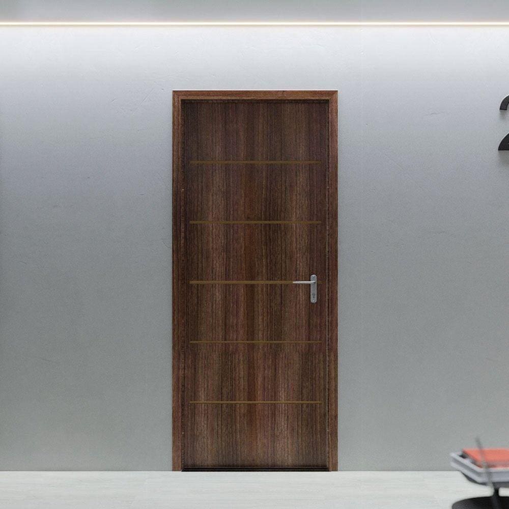 Folha de Porta de Madeira 210x80cm Espessura 3,5cm MSO Eucaplac Frisada Residence Eucatex Noce Ebano