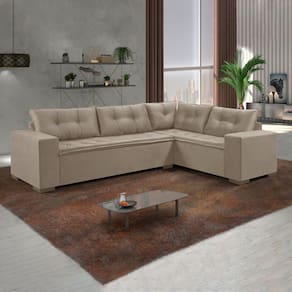 Sofá de Canto 5 Lugares 300x210cm M146 Veludo Bege
