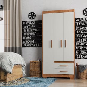 Guarda-Roupa Casal 3 Portas 2 Gavetas Primacy Freijó Wood/Off-White