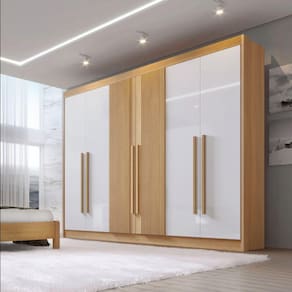 Guarda-Roupa Zeus Plus Ripado 06 Portas 06 Gavetas Cinamono/Off White