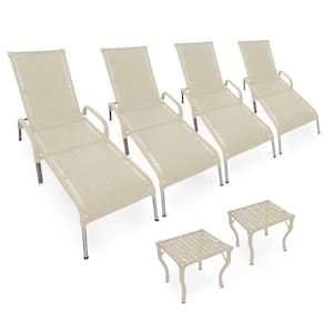 Kit 4 Espreguiçadeiras Madrid com 2 Mesas p/ Piscina