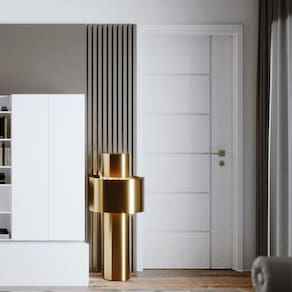 Folha de Porta de Madeira 210x90cm Espessura 3,5cm MMC Eucaplac Frisada Elegance Eucatex Branco Max
