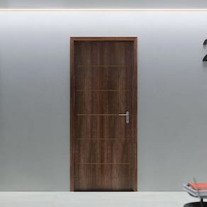 Folha de Porta de Madeira 210x82cm Espessura 3,5cm MMC Eucaplac Frisada Residence Eucatex Noce Ebano