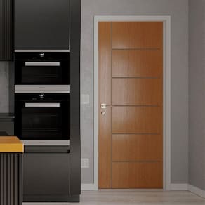 Folha de Porta de Madeira 210x82cm Espessura 3,5cm MSO Eucaplac Frisada Elegance Eucatex Nogal Mel