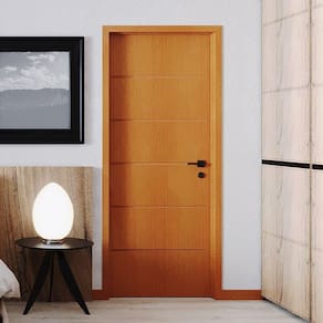 Folha de Porta de Madeira 210x92cm Espessura 3,5cm MSO Eucaplac Frisada Residence Eucatex Nogal Mel