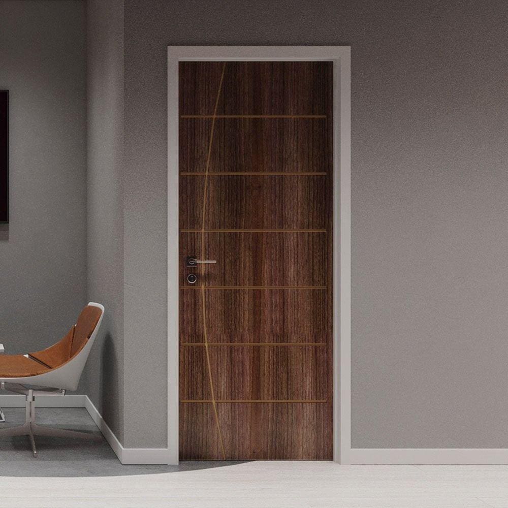 Folha de Porta de Madeira 210x70cm Espessura 3,5cm MSO Eucaplac Frisada Tivoli Eucatex Noce Ebano