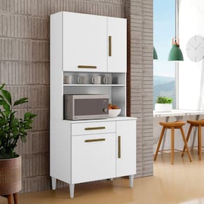 Armário para Cozinha 4 Portas 1 Gaveta Bahia Branco