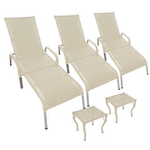 Kit 3 Espreguiçadeiras Madrid com 2 Mesas p/ Piscina
