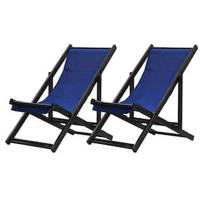 Kit 2 Espreguiçadeiras Preguiçosa Dobrável sem Braço Black Azul Marinho