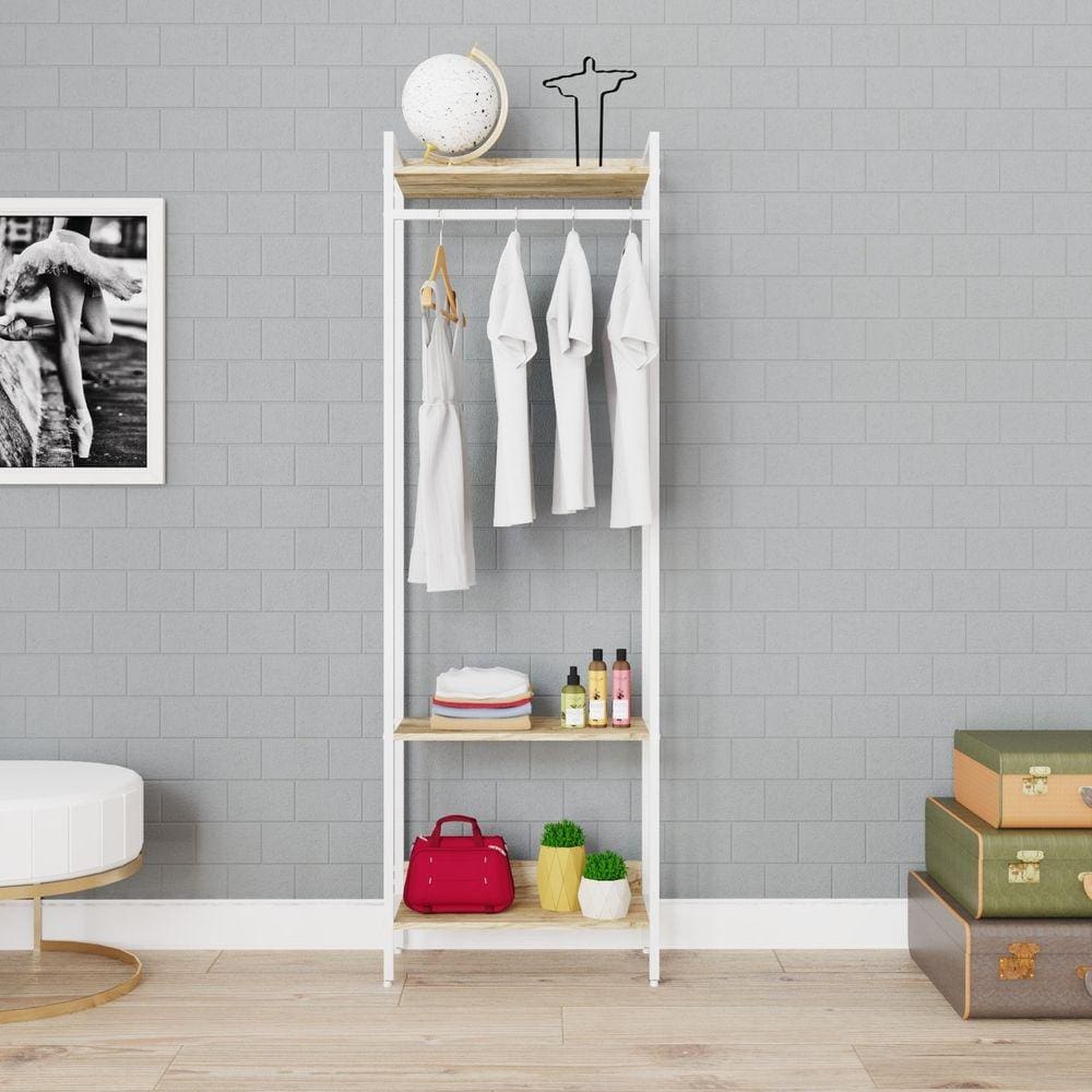 Estante Closet Arara 187x60cm 3 Prateleiras Active Yescasa Carvalho / Est.Preta