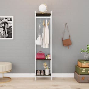 Estante Closet Arara 187x45cm 3 Prateleiras Active Yescasa Carvalho Dark / Est.Preta