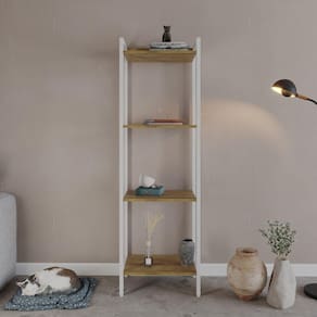 Estante para Livros Industrial Aço Multiuso 4 Prateleiras 146x45cm Active Yescasa Lâmina Mel / Est.Branca