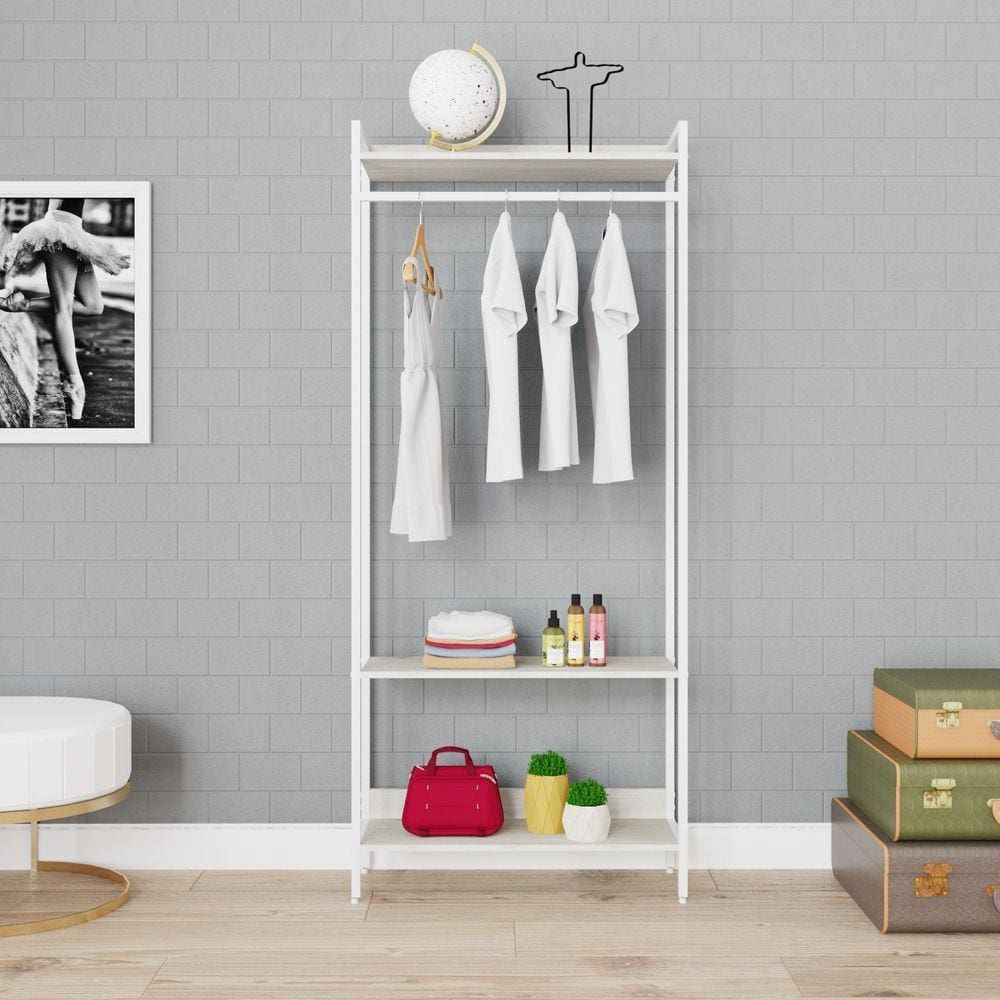 Estante Closet Arara 187x80cm 3 Prateleiras Active Yescasa Snow / Est.Branca