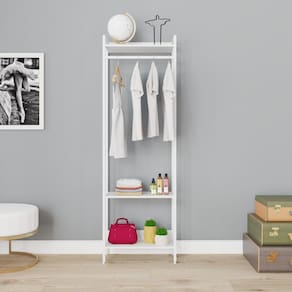 Estante Closet Arara 187x60cm 3 Prateleiras Active Yescasa Branco Chess / Est.Preta