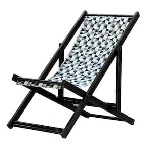 Espreguiçadeira Preguiçosa Dobrável sem Braço Black Tecido Triang Preto Triângulo Preto