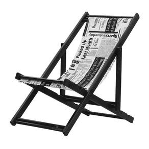 Espreguiçadeira Preguiçosa Dobrável sem Braço Black Tecido Jornal Jornal