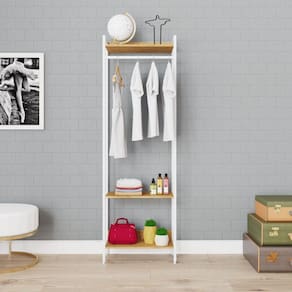 Estante Closet Arara 187x60cm 3 Prateleiras Active Yescasa Lâmina Mel / Est.Branca