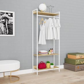 Estante Closet Arara 187x80cm 3 Prateleiras Active Yescasa Carvalho / Est.Branca