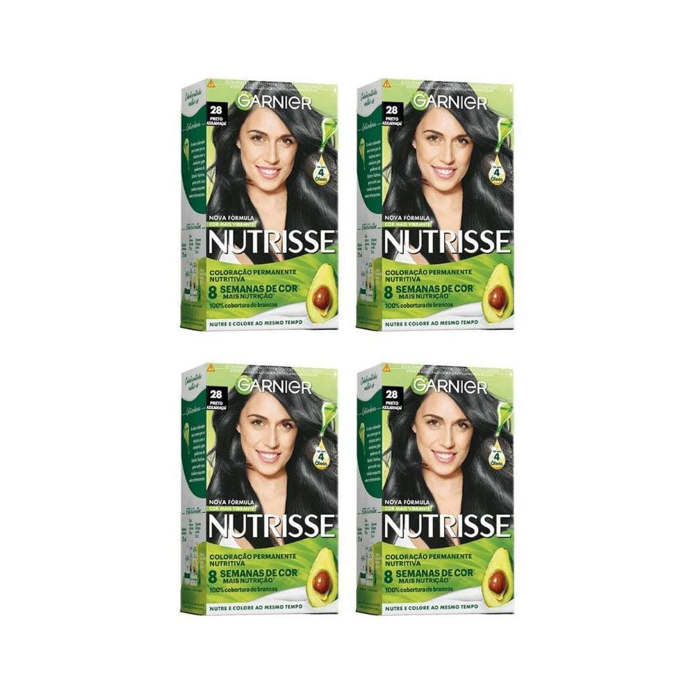 Coloraçao Nutrisse 28 Preto Azulado Acai-Kit C/4Un