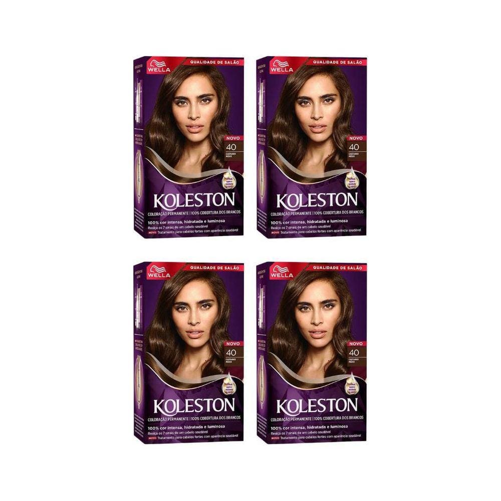 Coloraçao Koleston 40 Castanho Medio-Kit C/4Un