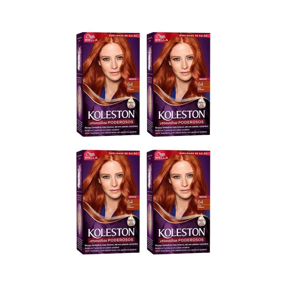 Coloraçao Koleston 64 Acaju Acobreado-Kit C/4Un