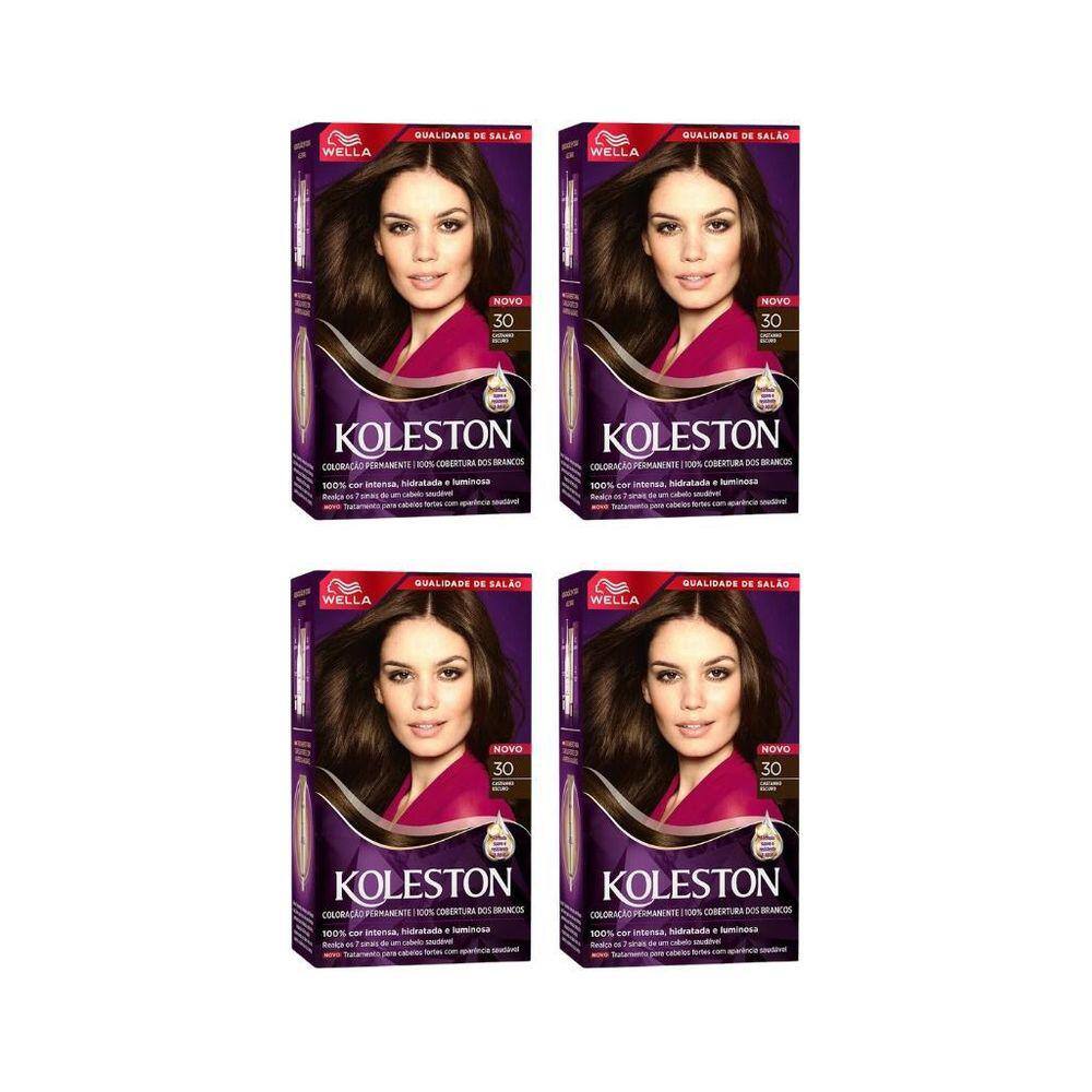 Coloraçao Koleston 30 Castanho Escuro-Kit C/4Un
