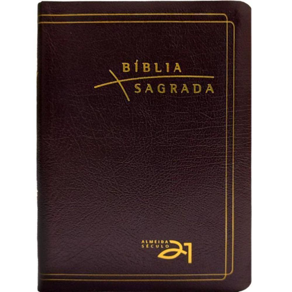 Bíblia A21 Luxo - Couro Bonded Bordô C/ Referências Cruzadas