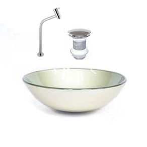Kit Cuba Vidro Redonda 31cm Torneira e Válvula Prata