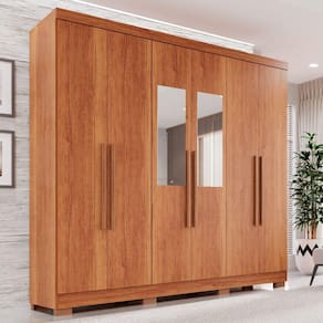 Guarda-Roupa Casal Com Espelho 6 Portas 2 Gavetas França Cinamomo