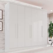 Guarda-Roupa Casal 6 Portas 2 Gavetas França Branco