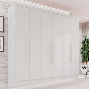 Guarda-Roupa Casal 6 Portas 2 Gavetas França Branco