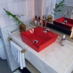 Kit Cuba AQ33 Volcano com Torneira C50 e Válvula ABS com Sifão e Flexível Vermelho
