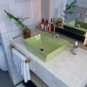 Kit Cuba AQ33 Volcano com Torneira C50 e Válvula ABS com Sifão e Flexível Verde Acqua