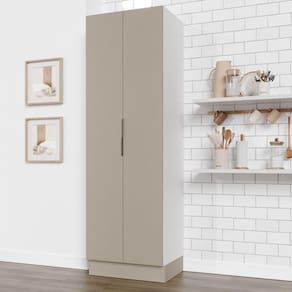 Armário Multiuso 2 Portas 70cm com Rodapé Ipanema CabeCasa MadeiraMadeira Cinza Trama/Branco